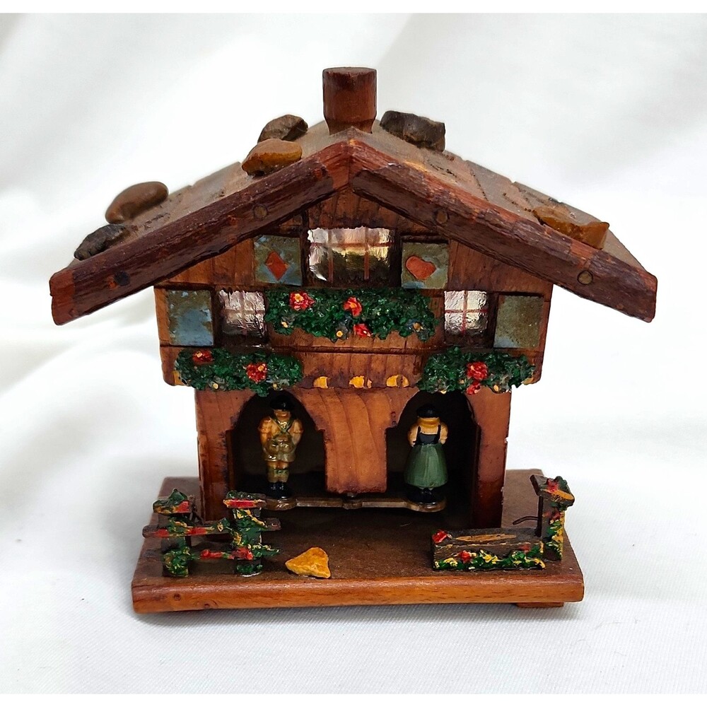 Vintage Wood Chalet Style 'Joggili' Hygrometer/Wetterhause Black Forest Germany